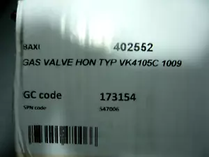 VÁLVULA DE GAS POTTERTON SUPRIMA 100 100L 402552 8402552 VK4105C1009 TOTALMENTE NUEVA - Imagen 1 de 5