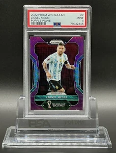 Panini Prizm World Cup 2022 Lionel Messi /99 Purple Wave PSA 9 Mint - Bild 1 von 2
