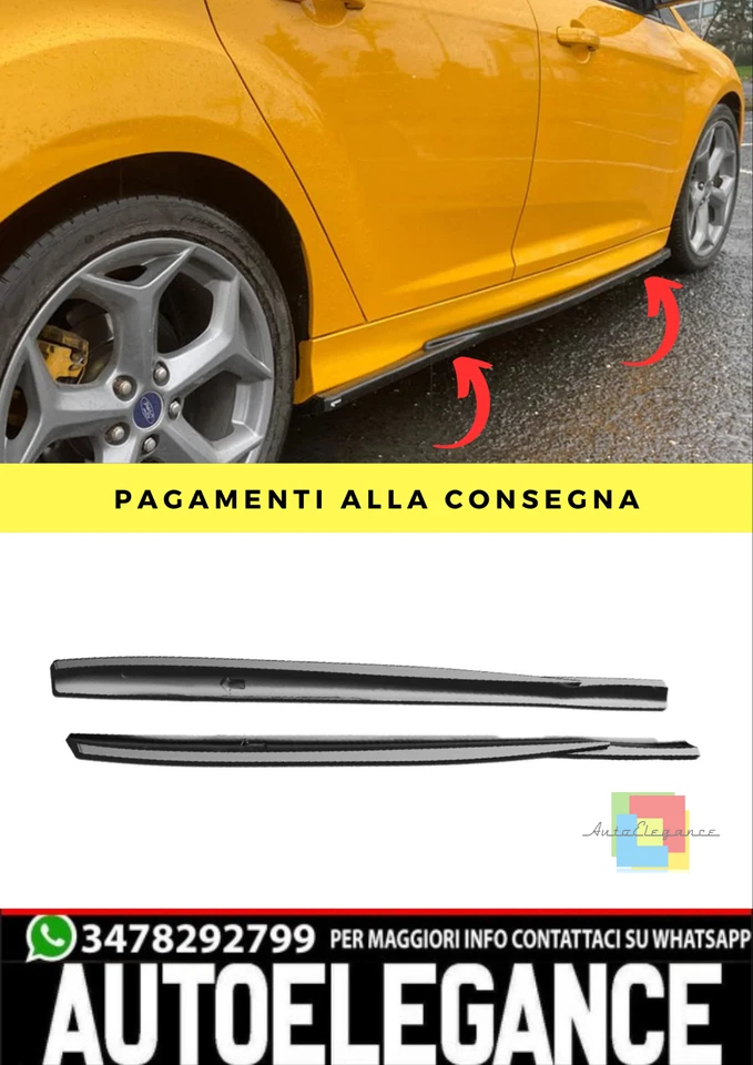 🔥Sotto minigonne adatto per Ford Focus ST Mk3 11+ Lower Extension nero lucido🔥 - Immagine 1 di 4