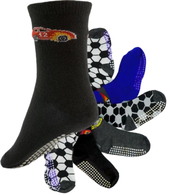 T&R INDUSTREES 12 Paar rutschfeste Kinder ABS Socken mit Anti-Rutsch Noppen für Jungen |Fußball