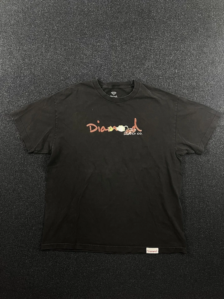 Camisa Diamond Supply Co Para Hombres XL Negra Gráfico Logo Escritura Floral Ropa de Calle Camiseta Foto 1 de 4