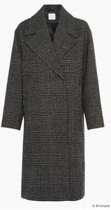 Neu mit Etikett Primark Oversize-Mantel schwarz weiß Tweed zweireihig lang 8 12 40 44 - Bild 1 von 11