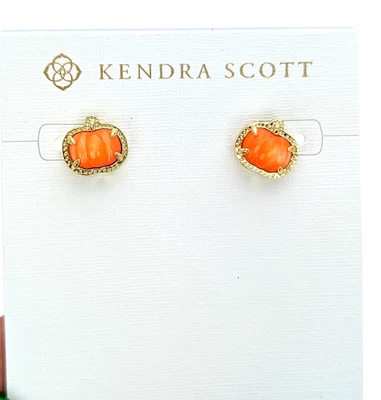 Nuevos aretes 100 % KENDRA SCOTT para mujer naranja nácar oro calabaza Foto 1 de 4