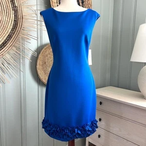 NWT Eliza J Cobalt Blue Sleeveless Ruffle Hem Dress Size 10 Cocktail Party - Picture 1 of 11