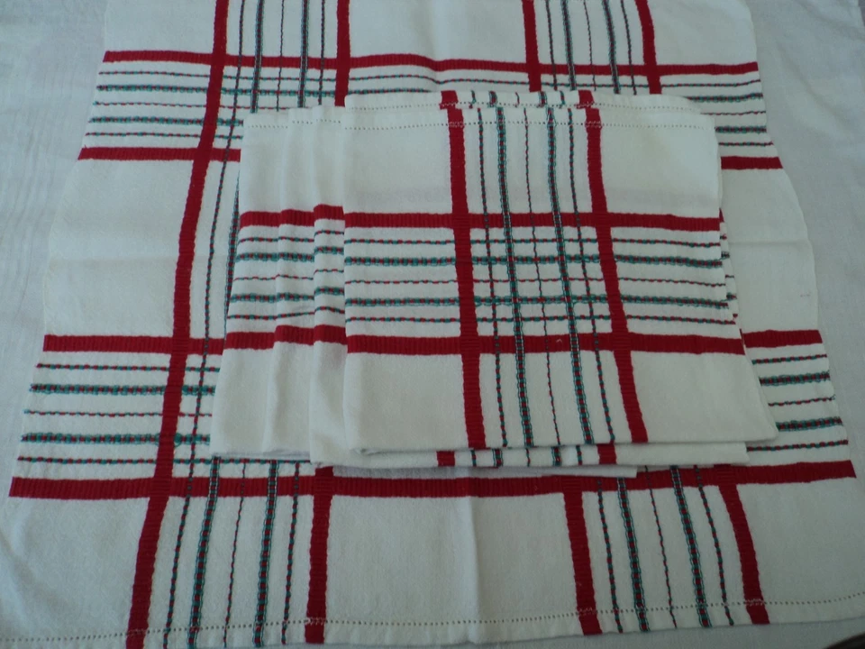 5 Anciennes serviettes de Tables en Coton Métis - 48 x 46cm. - Photo 1/3