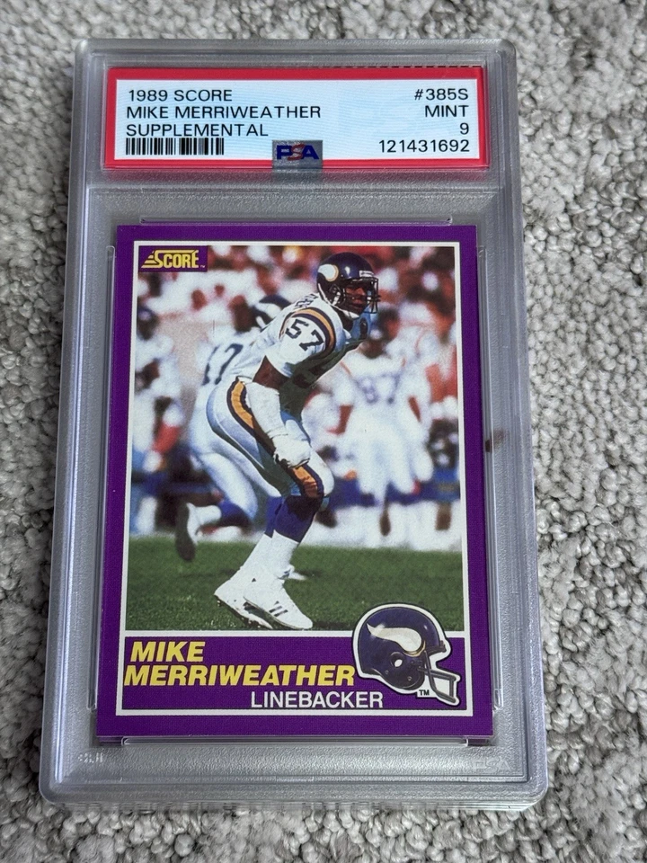 PSA 9 1989 SCORE SUPPLEMENTAL FOOTBALL CARD ROOKIE MIKE MERRIWEATHER VIKINGS - Image 1 of 1