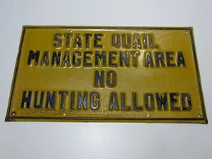 Vintage Texas State Wachtel Management Gebiet Metall geprägtes Schild selten Jagd Wildtiere - Bild 1 von 5