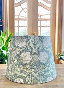 NEW MADE TO ORDER LAMPSHADE WILLIAM MORRIS PIMPERNEL FABRIC SAGE GREEN COTTON - Picture 1 of 5