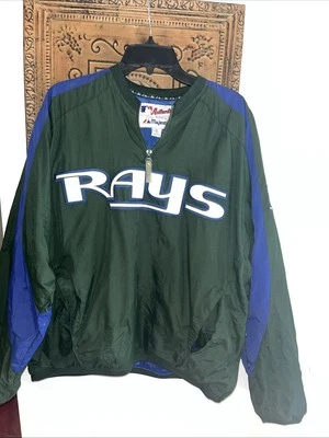 Vintage  Green Tampa Rays Pullover 1/4 Zip Xl Majestic Jersey - Image 1 of 4