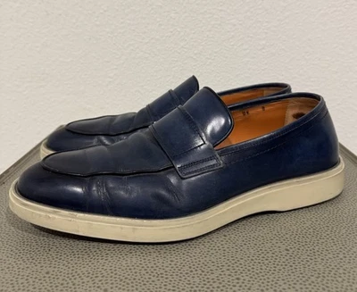 Mocassim Santoni feito na Itália couro azul EUA 9 / Reino Unido 8 – Modelo 17101 - Imagem 1 de 4