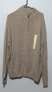 Maglione pullover St John’s Bay uomo XL 1/4 zip maglia spessa grigio marna nuovo con etichetta - Foto 1 di 10