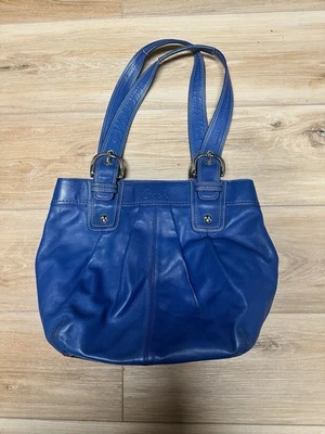 Coach Soho Royal Blue Pleated Leather Shoulder Tote Bag F15045 Satchel - Image 1 of 4