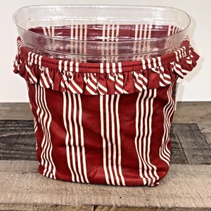 Longaberger Glad Tidings Basket 1998 tela de algodón a rayas de bayas y forro de plástico - Imagen 1 de 10