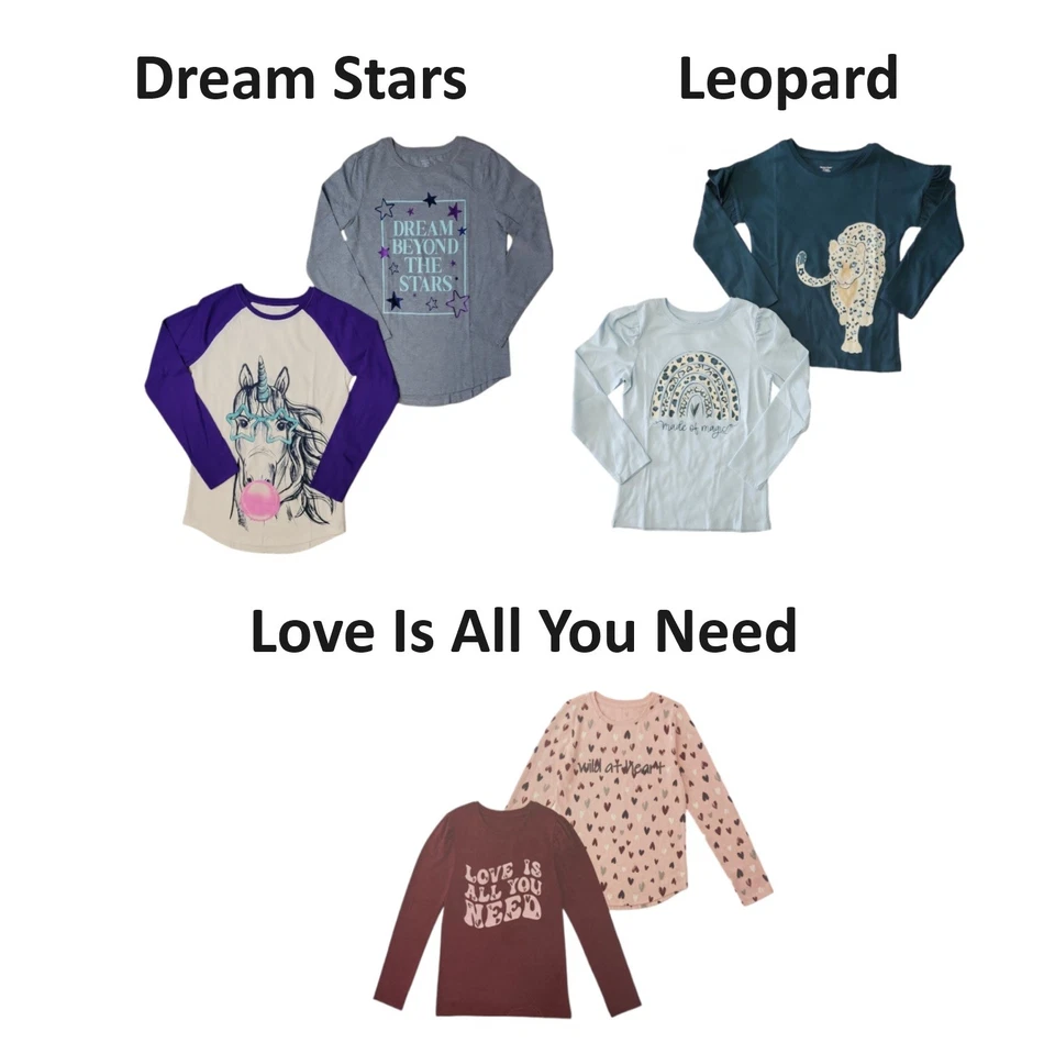 Member's Mark Girls 2 Pack Long Sleeve Crewneck Loose Fit Graphic Tee - Image 1 of 1