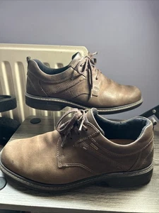 Mens Brown Leather Gore-tex Ecco Shoes Size Uk 9 -9.5 Eu 43 Smart Casual Look - Picture 1 of 17