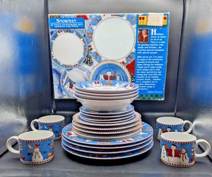 Juego de platos muñeco de nieve vintage Debbie Mumm Sakura 20 piezas servicio de vajilla para 4 - Imagen 1 de 4