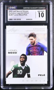 2022 Leaf Special Release Edizione Esclusiva Leggende Messi/Pelé #LM-P CGC 10 - Foto 1 di 2
