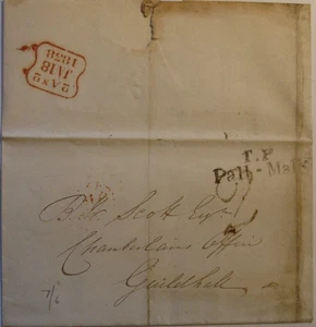 1838 cover: Pall Mall to Guildhall. T.P. Pall Mall stamp. - Picture 1 of 1