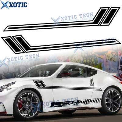 2x Black Auto Side Skirt Body Sporty Style Graphics Sticker For Nissan 2000-up - Image 1 of 4