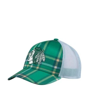 Chicago Blackhawks NHL Unisex Adidas Malla Espalda Sombrero, Talla Única, Cuadros Verdes - Imagen 1 de 2