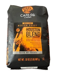 HEB Cafe Ole Taste of Texas HOUSTON Blend Whole Bean Coffee 32 oz 2 Lb Bag - Picture 1 of 7