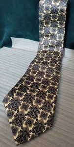 Stafford Neck Tie Blue and Gold On Beige  - Picture 1 of 2