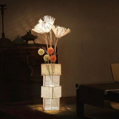 Modern Dimmable LED Floor Lamp Hand-Woven Standing Floor Lamp Night Light Bedsid - Image 1 of 4