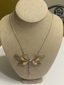 "Collar Franz Butterfly porcelana chapada en rodio latón y porcelana 22"" de largo" - Imagen 1 de 11