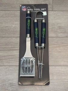 Seattle Seahawks NFL BBQ Grill Utensil Tool Set Spatula & Tongs Stainless Steel - Picture 1 of 7