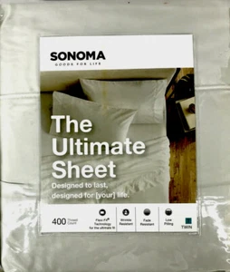 Neu Sonoma Silbergrau Ultimatives Twin-Laken-Set - 1 Flach/Spannbetttuch/1 Kissenbezug - Bild 1 von 3