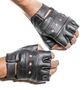 Red Black White Brown Leather Fingerless Gloves Bikers Weight Trainer Driver - Picture 1 of 21