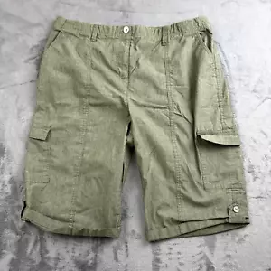 Chicos Fitgues Cargo Shorts Womens Size 1.5 10 Green 12" Stretch Outdoors - Picture 1 of 13