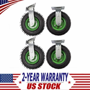 4 Stück 8 Zoll Luftluftreifen 2 starr + 2 Schwenkräder HD Bauernhof Wagen Rolle groß - Bild 1 von 24