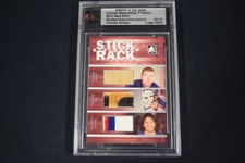 Giacomin Lundqvist Worsley 2006-07 ITG Ultimate Memorabilia Stick Rack /25 NYR