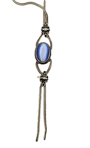 Silver 925 Blue Tiger Eye pendant with a sterling silver chain - Picture 1 of 7