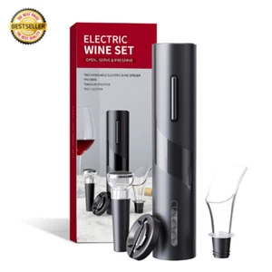 Elektrischer Weinflaschen Korkenzieher Öffner Set mit Folienschneider, Ausgießer & Stopfen - Bild 1 von 9