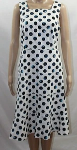 Talbots weißes Kleid dunkelblau große Tupfen ärmellos Taschen Größe 4 - Bild 1 von 6