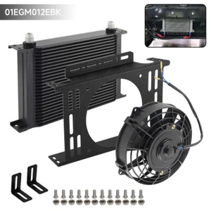 Universal 25 Row AN8 Engine Oil Cooler + 7" Fan Kit New Mounting Bracket Kit BK - Picture 1 of 8