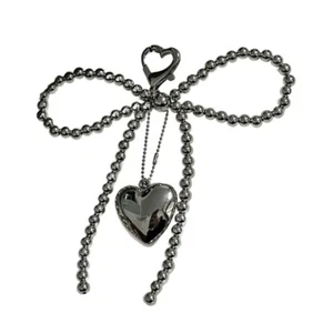 Pasek na telefon komórkowy Koralik Serce Bowknot Wisiorek Telefon Charm Ornament do torby portfela - Zdjęcie 1 z 8