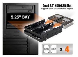 New ICY Dock FLEX-FIT Quattro MB344SP 4x 2.5" HDD SSD Bracket for 5.25” Bay