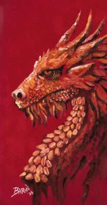 Dragon painted on Red Velvet Illustration board....original acrylic painting - Picture 1 of 3