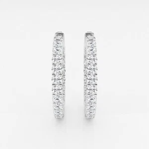 IN&OUT HOOP EARRINGS 0.99CT lab grown diamond 14K white gold - Picture 1 of 2