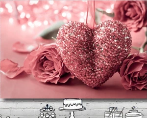 VALENTINES DAY ENGAGEMENT BLUSH PINK HEART PARTY BANNER BACKDROP DECORATION - Foto 1 di 4