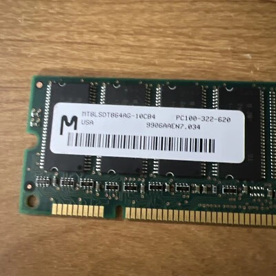 Micron 128MB MT8LSDT864AG-10CB4 PC100-322-620 - Image 1 of 3