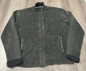 32 Bar Blues Grobstrick Pullover Jacke durchgehender Reißverschluss schwarz Acid Washed Herren Medium - Bild 1 von 4
