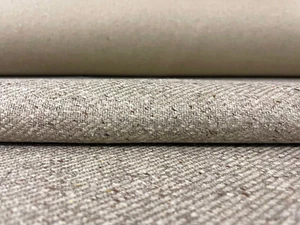 12 yards Heavy Weight Beige Tweed Cotton Blend Upholstery Fabric - Picture 1 of 12