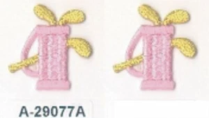1" Pink und Metallic Gold Golfschläger Stickerei Patch - Bild 1 von 1