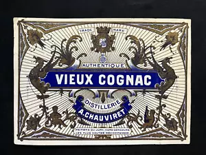 Etiqueta de botella vintage auténtica vieux destilería de coñac A.chauviret francia #425 - Imagen 1 de 3