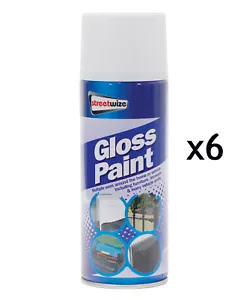 *Pack of 6* Gloss White Spray Paint 400 ml Aerosol SWCHEM27 - Picture 1 of 2