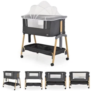 B-Ware Cangaroo Babybett, Beistellbett Adoro, verstellbar, Moskitonetz schwarz - Bild 1 von 3